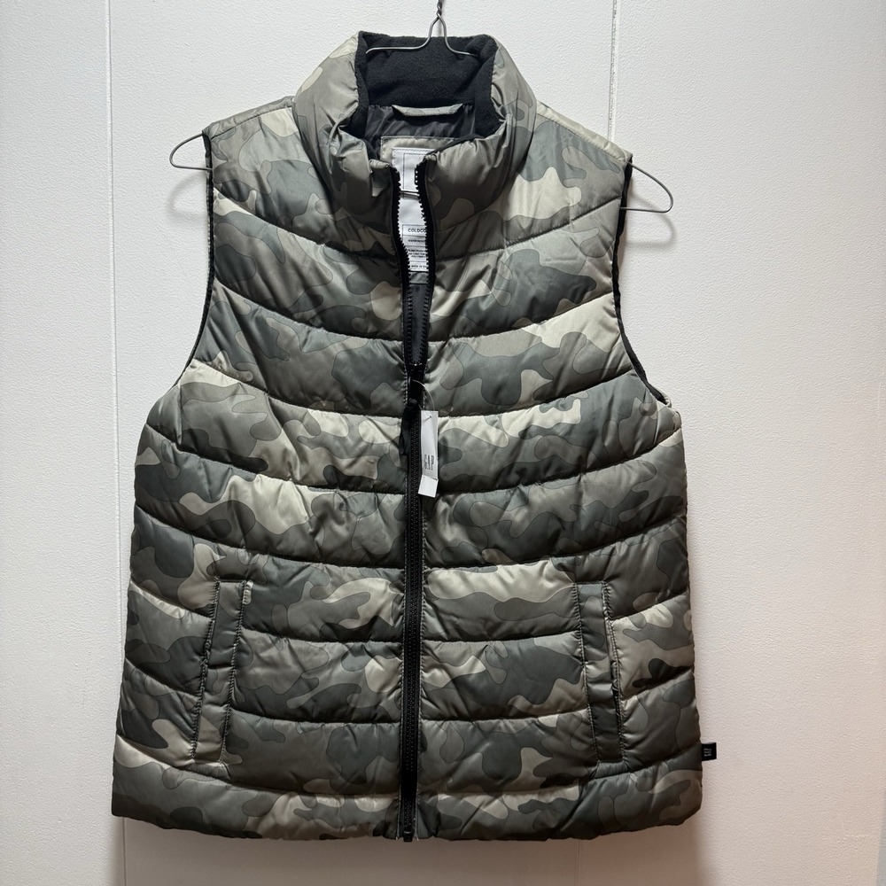 Gap Puffer Vest Size XS Green‎ Camouflage Full Zip Camo NEW WITH TAG
